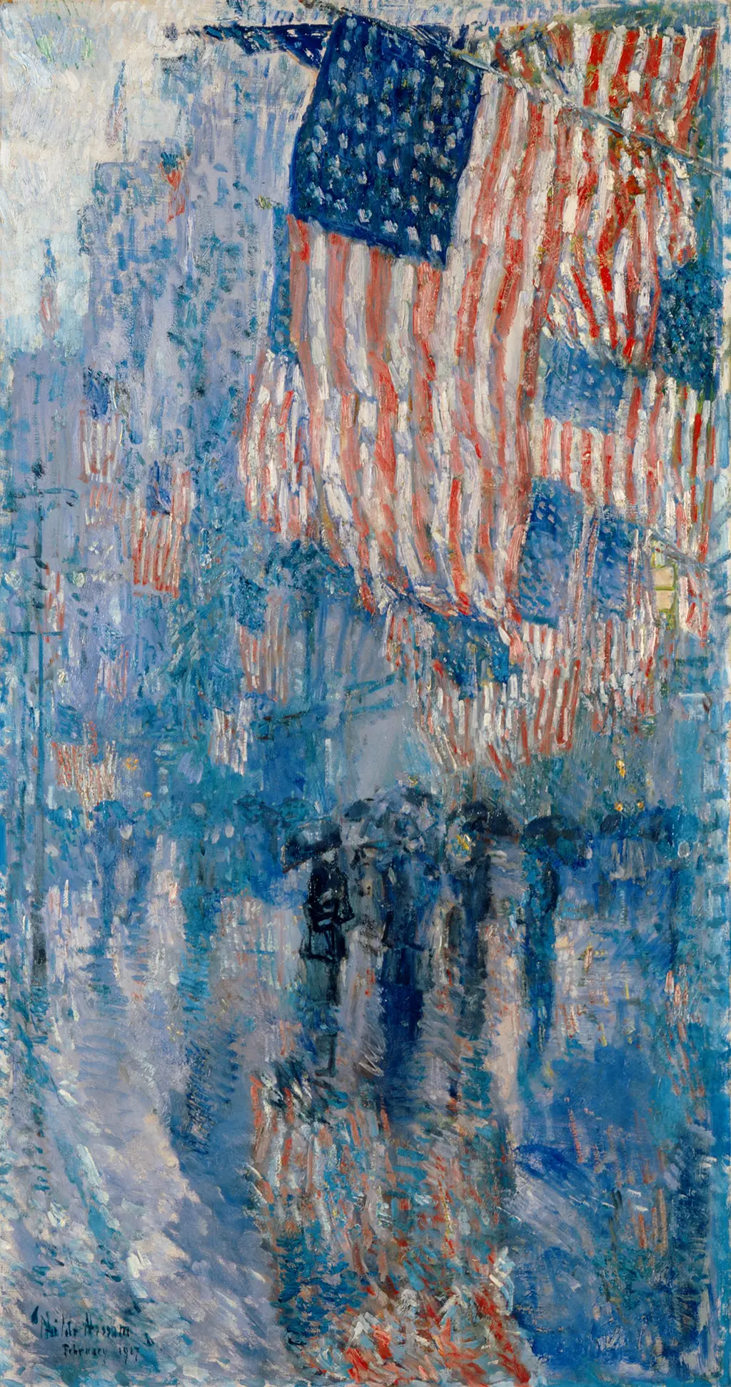 The Avenue in the Rain in Detail Childe Hassam